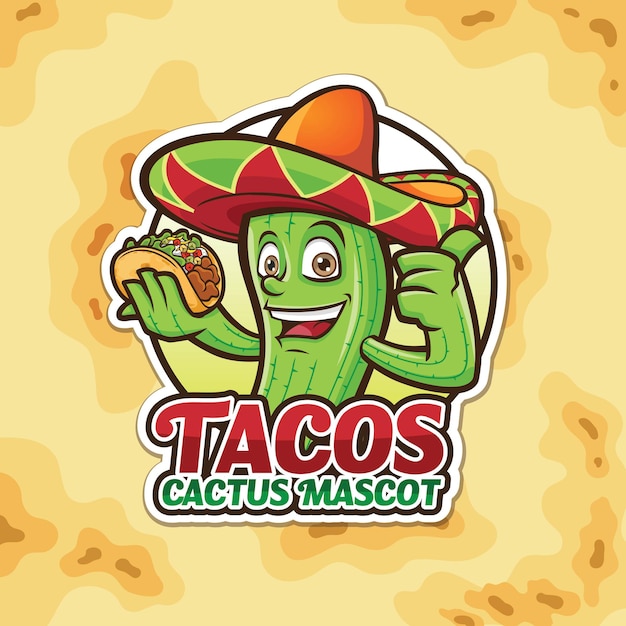 Mascot cactus tacos logo design