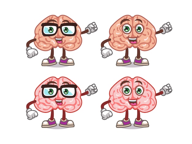 Mascote bonito dos desenhos animados do cérebro