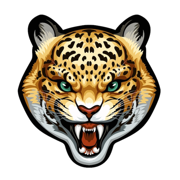 Mascote. cabeça de vetor de leopardo isolada