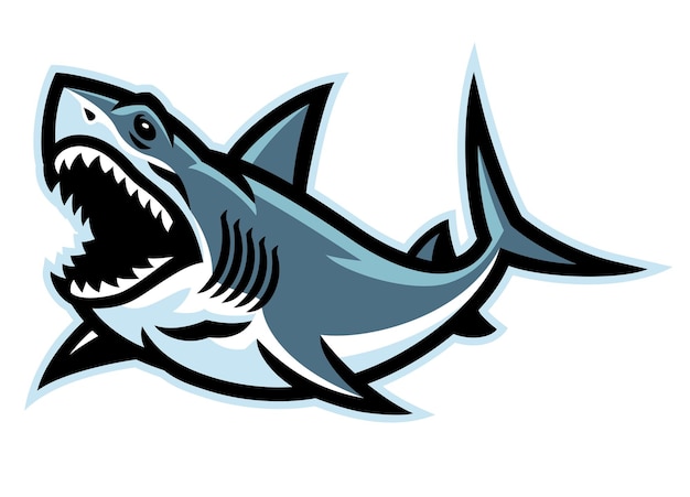Vetor mascote com logotipo de tubarão irritado