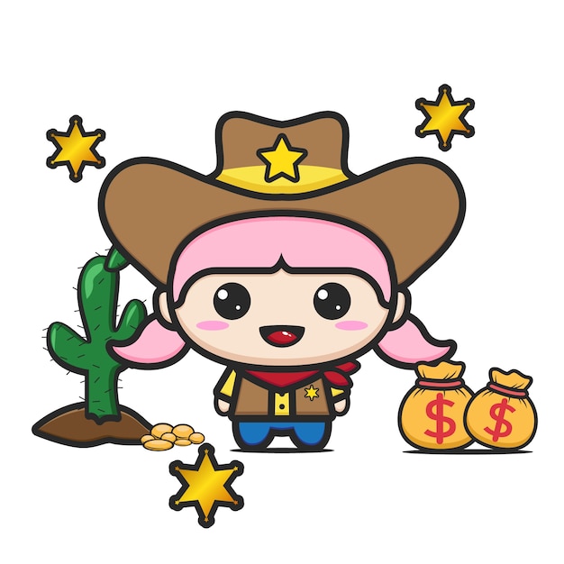 Mascote cowgirl fofo