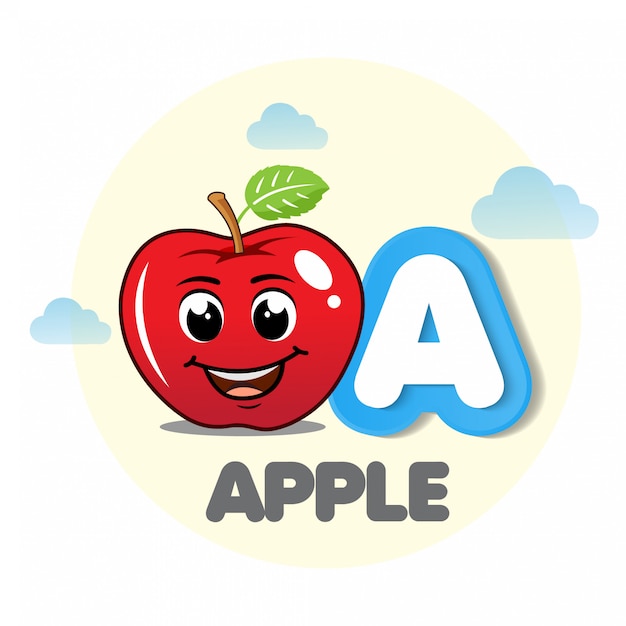 Mascote da apple com letra a