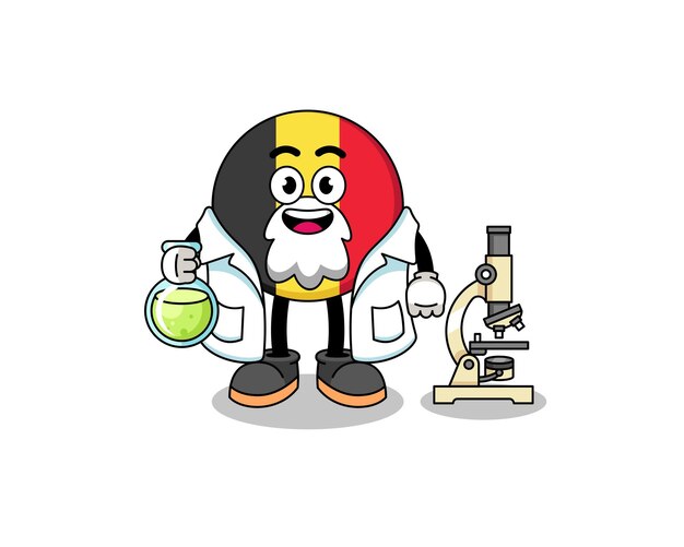 Mascote da bandeira da bélgica como cientista