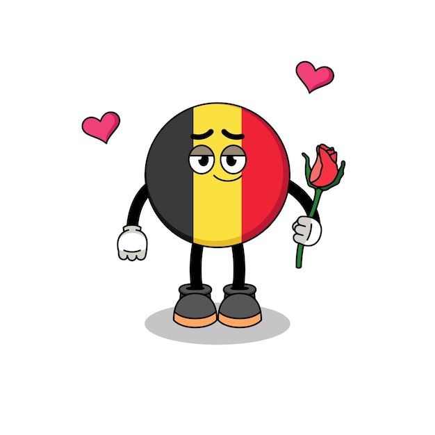 Vetor mascote da bandeira da bélgica se apaixonando