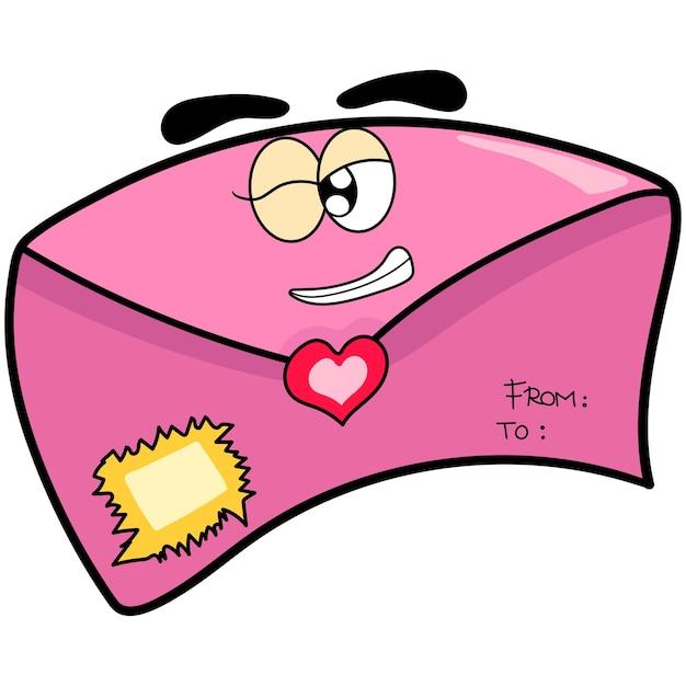 Vetor mascote da carta de amor dos namorados. adesivo de ilustração de desenho animado fofo