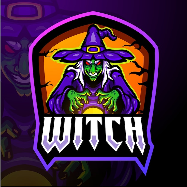 Mascote de bruxa. design do logotipo esport