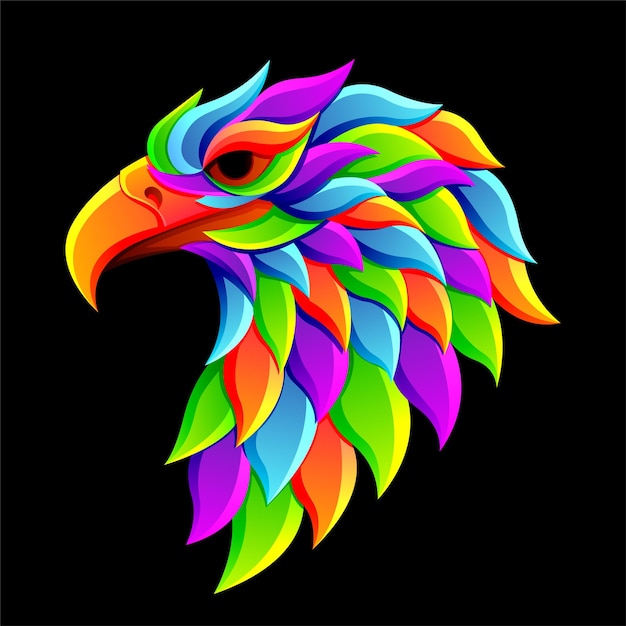 Mascote de cabeça de águia. ilustrações de personagens com desenho colorido ou estilo wpap