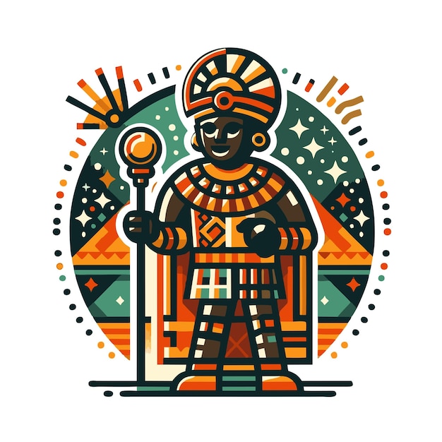 Vetor mascote de chefe tribal africano desenho vetorial plano em estilo vintage