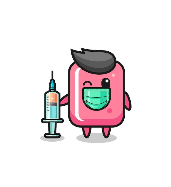 Mascote de chiclete como vacinador