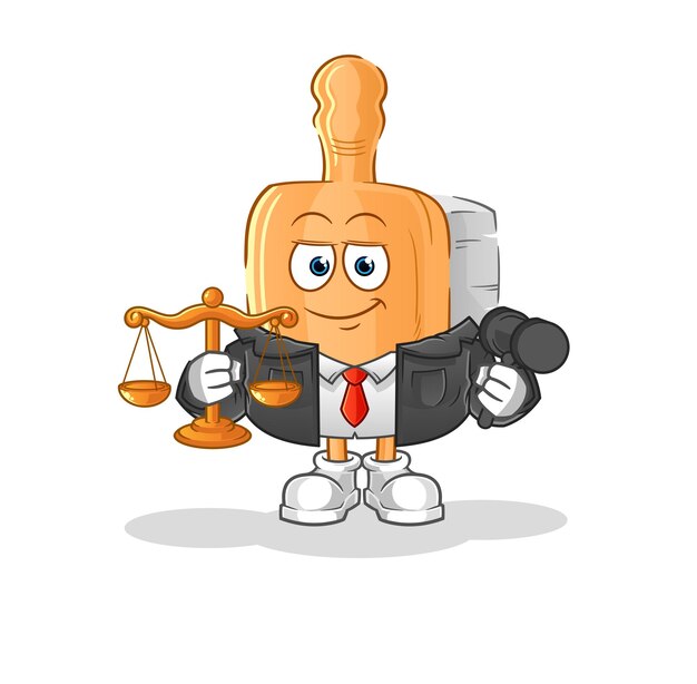 Mascote de desenho animado de advogado de escova de madeira vetor xa
