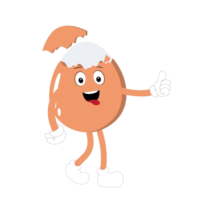 Vetor mascote de desenho animado de ovo feliz o ovo de páscoa retro com diferentes emoções faciais