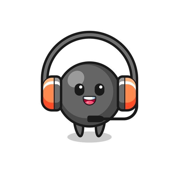 Mascote de desenho animado do símbolo de ponto como serviço ao cliente