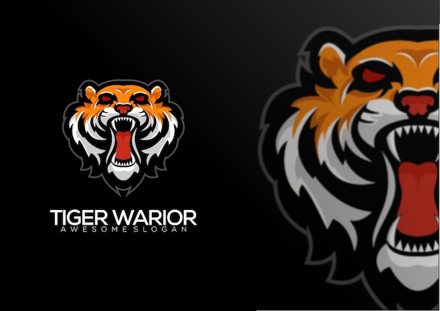 Mascote de design esportivo de logotipo de guerreiro tigre