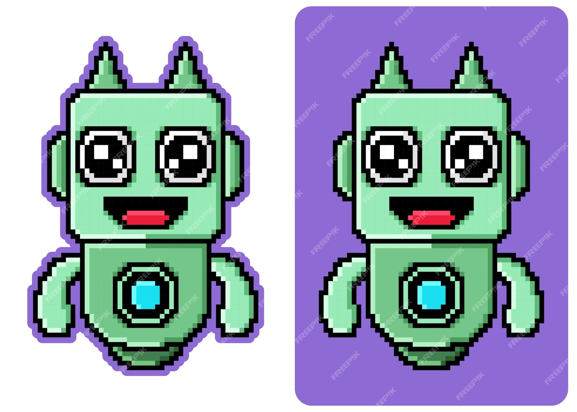 Mascote De Arte Em Pixel De Jogos De Desenho De Robôs Fofos