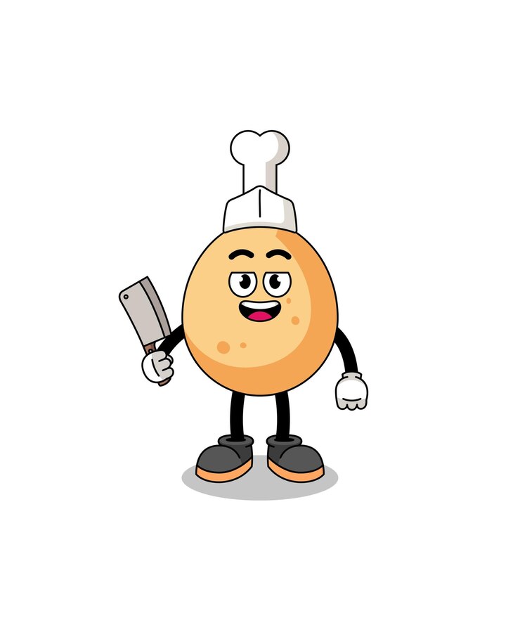 Vetor mascote de frango frito como açougueiro