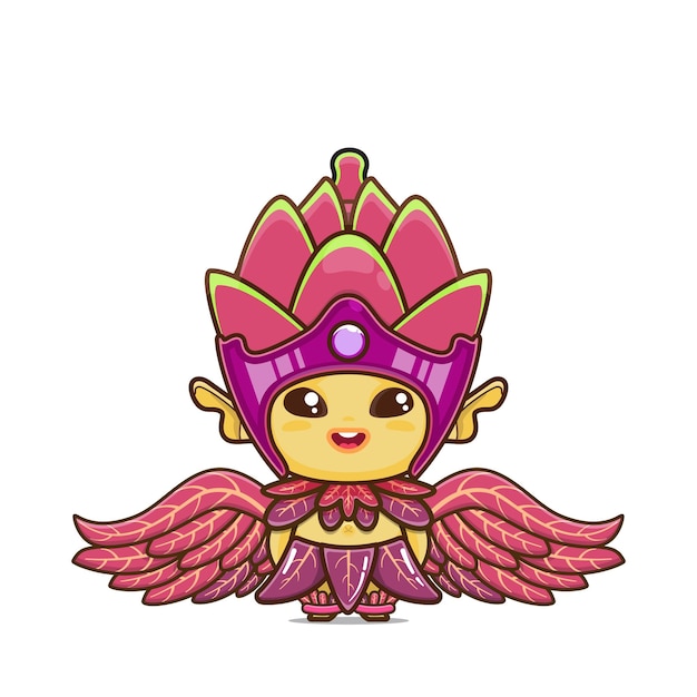 Mascote de fruta do dragão bonito com asas de folha pode ser usado para informações vegetarianas de conteúdo etc para crianças ou adultos