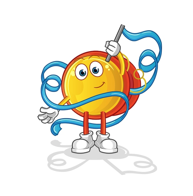 Mascote de ginástica rítmica de yoyo. vetor de desenho animado