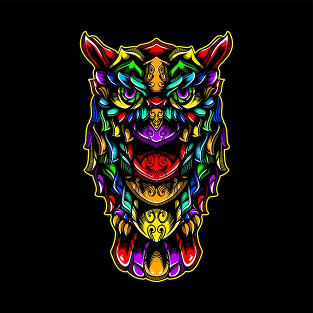 Mascote de padrão de coruja decorativa colorida lolipop