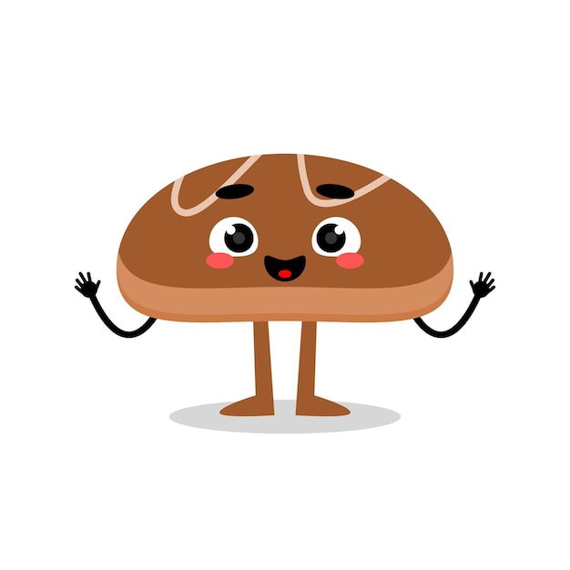 Mascote de pão bonito com expressão feliz