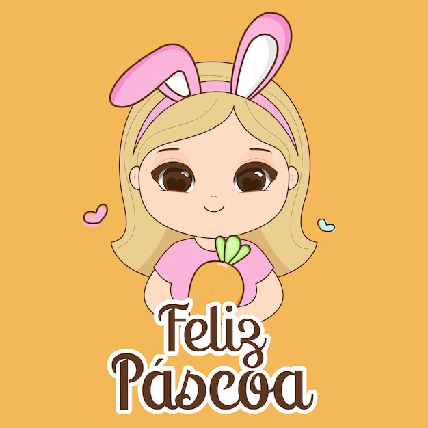 Vetor mascote de páscoa bonita com orelhas de coelho vector