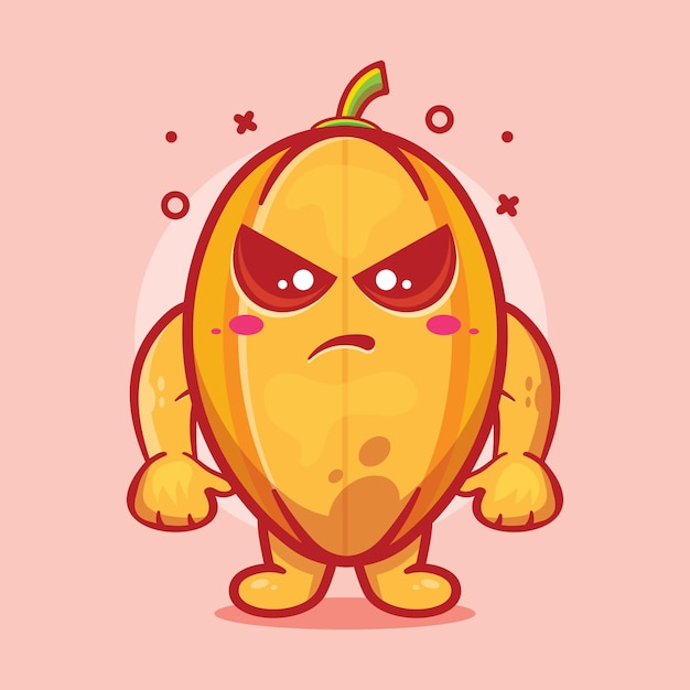 Mascote de personagem de carambola séria com desenho isolado de expressão de raiva em design de estilo simples