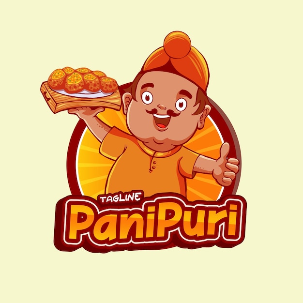 Vetor mascote de personagem de comida indiana panipuri