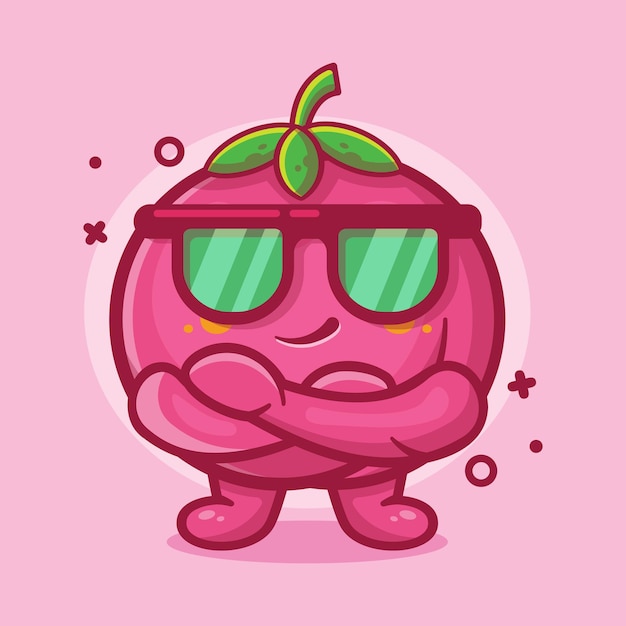 Mascote de personagem de fruta pêssego bonito com desenho isolado de expressão legal em design de estilo simples