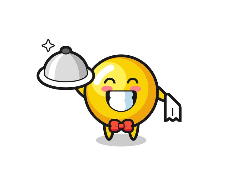 Vetor mascote de personagem de gema de ovo como garçom