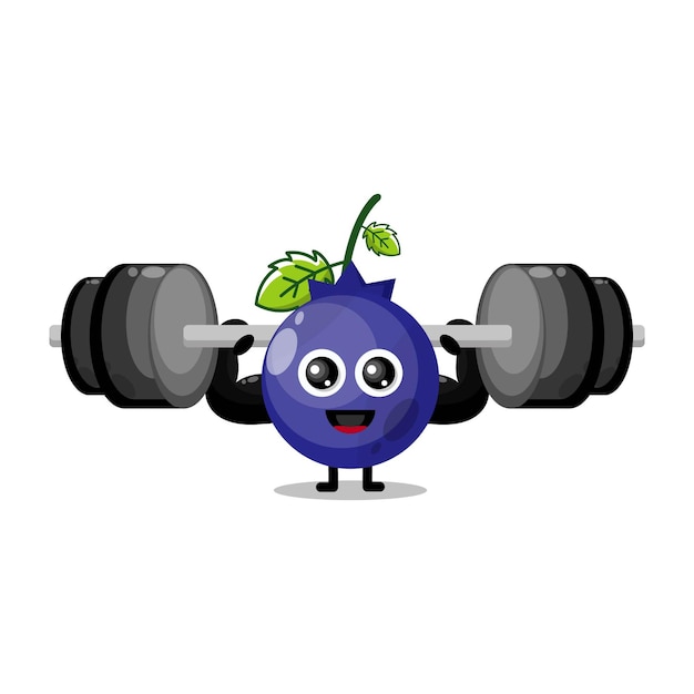 Vetor mascote de personagem fofa fitness mirtilo