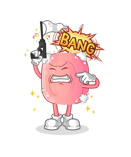 mascote de tiro de aviso de sabão. vetor de desenho animado