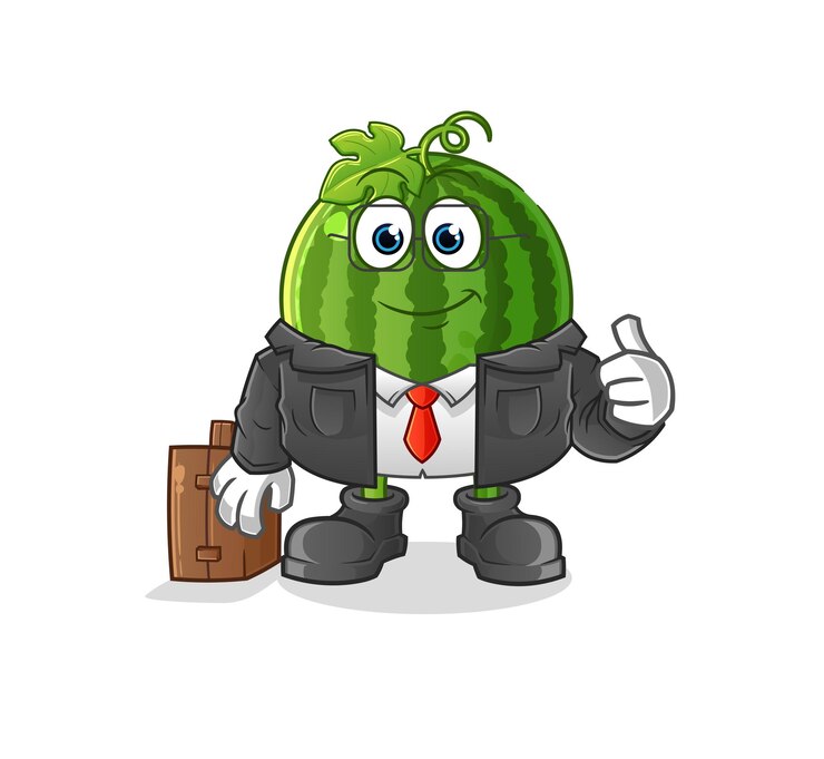 Vetor mascote de trabalhador de escritório de melancia. vetor de desenho animado