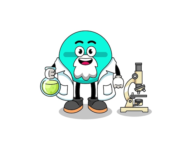 Mascote do comprimido de medicina como cientista