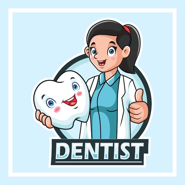 Vetor mascote do dentista dos desenhos animados segurando os dentes e comemorando o dia nacional do dentista