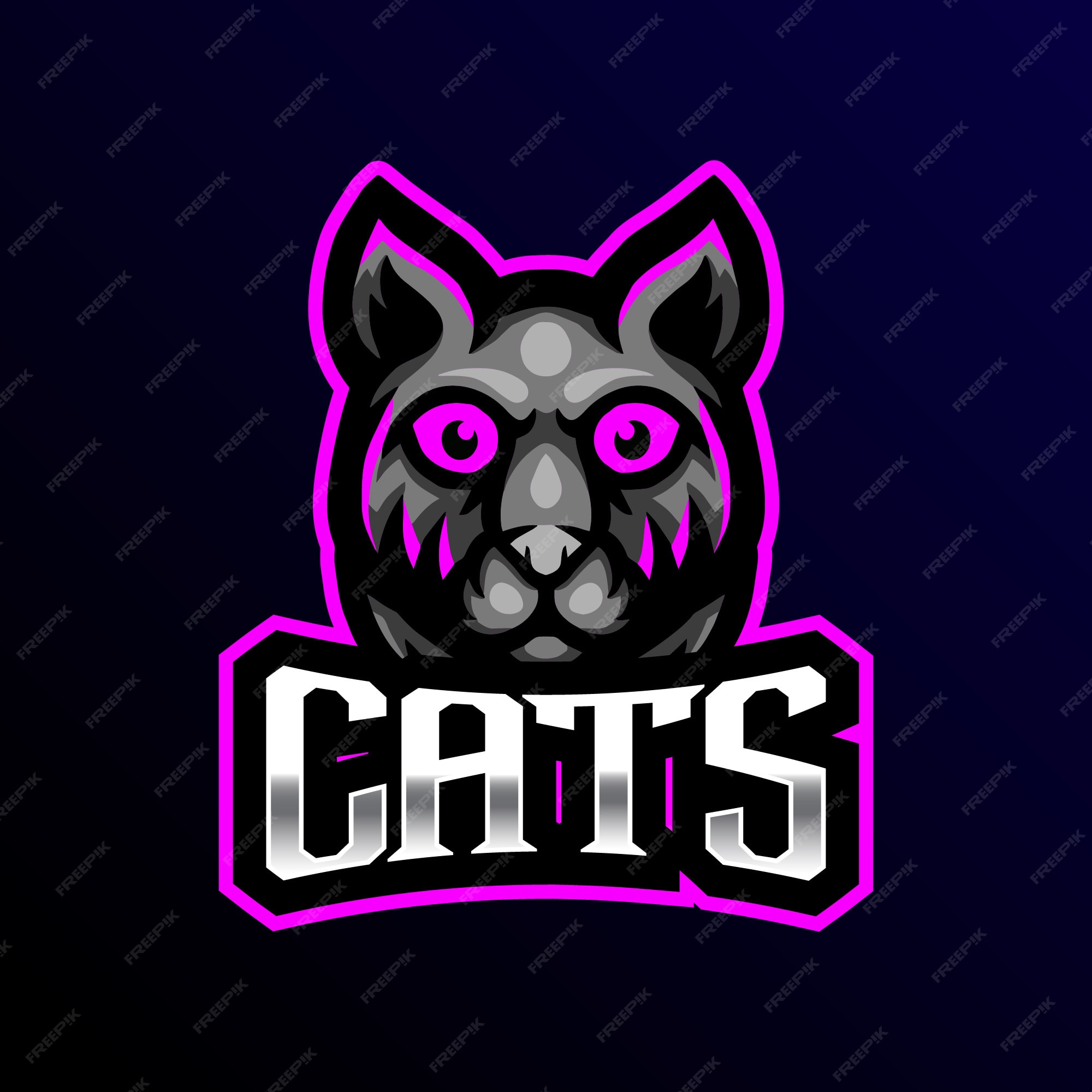 Conjunto de logotipo de mascote de jogo de gato fofo com abordagem  opcional.