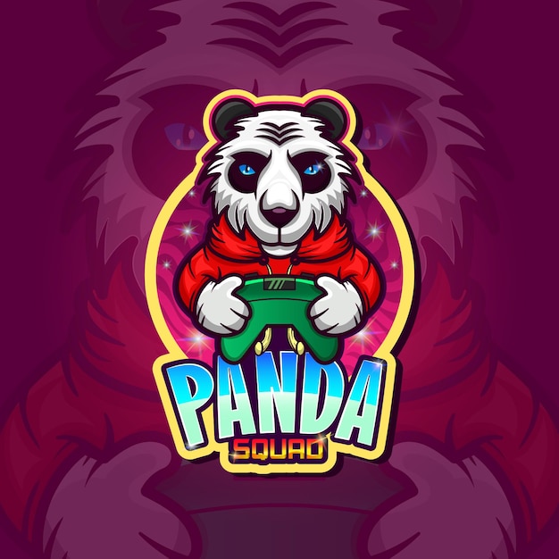 Mascote do jogo panda com gamepad