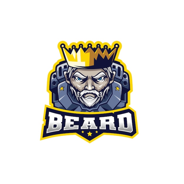 Mascote do logotipo do ciborgue de barba