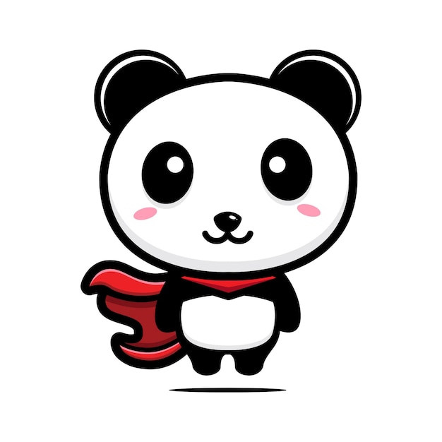 Mascote do personagem super-herói panda fofo