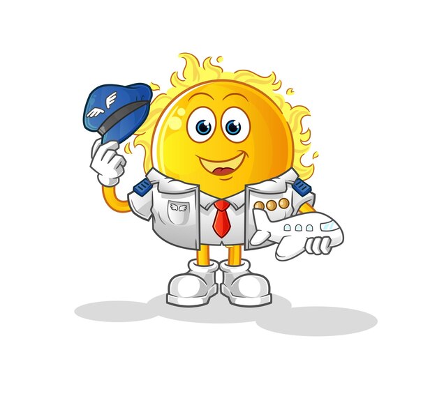 Mascote do piloto do sol. vetor de desenho animado