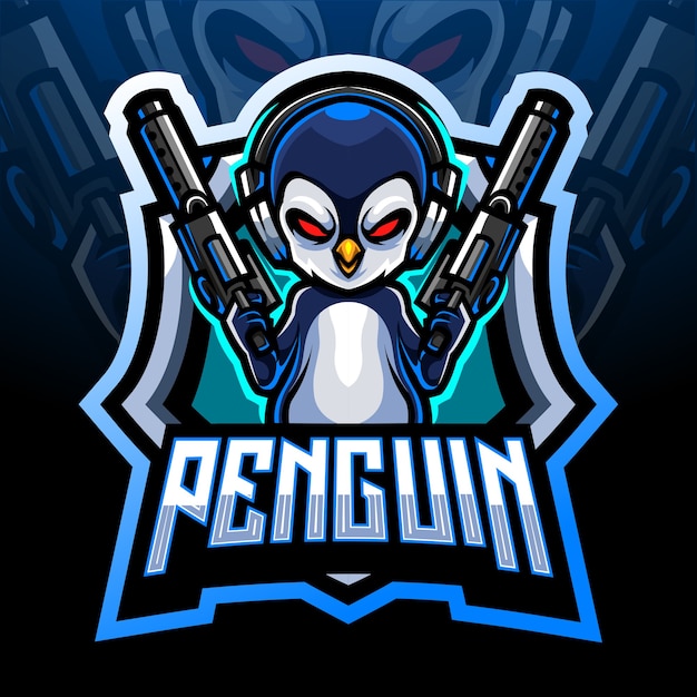 Vetor mascote dos artilheiros de pinguim. design do logotipo esport