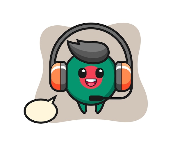 Mascote dos desenhos animados da bandeira do Bangladesh como serviço de atendimento ao cliente