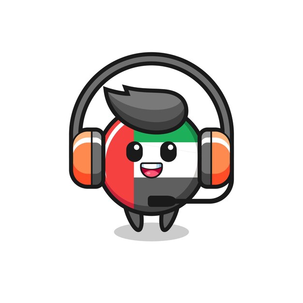 Mascote dos desenhos animados do emblema da bandeira dos EUA como serviço ao cliente, design de estilo fofo para camiseta, adesivo, elemento de logotipo