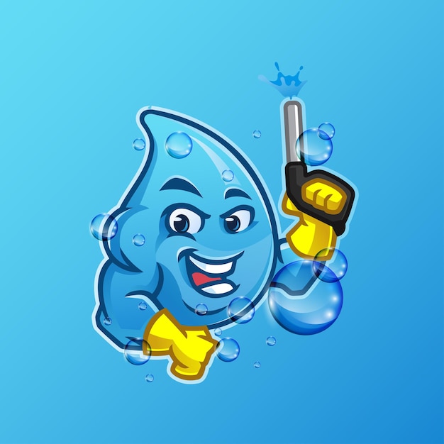 Mascote dos desenhos animados do strong water drop softwash