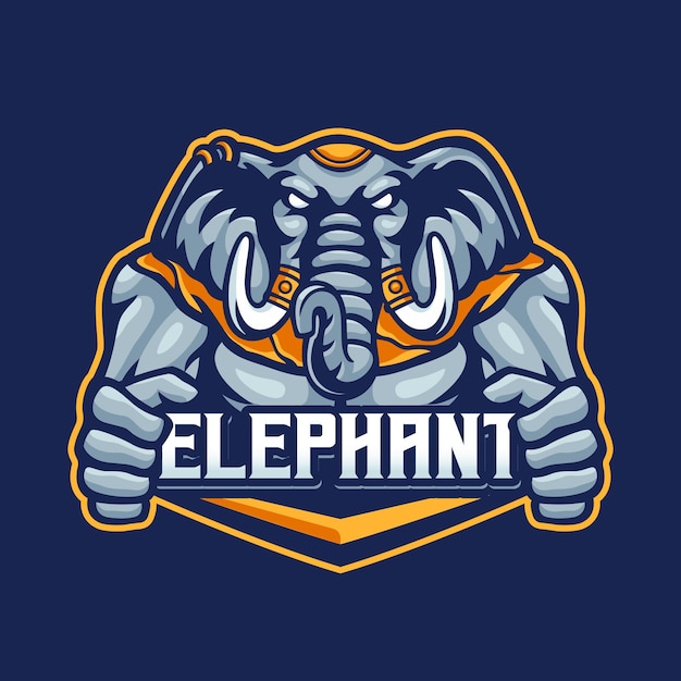 Mascote elefante e logotipo esport