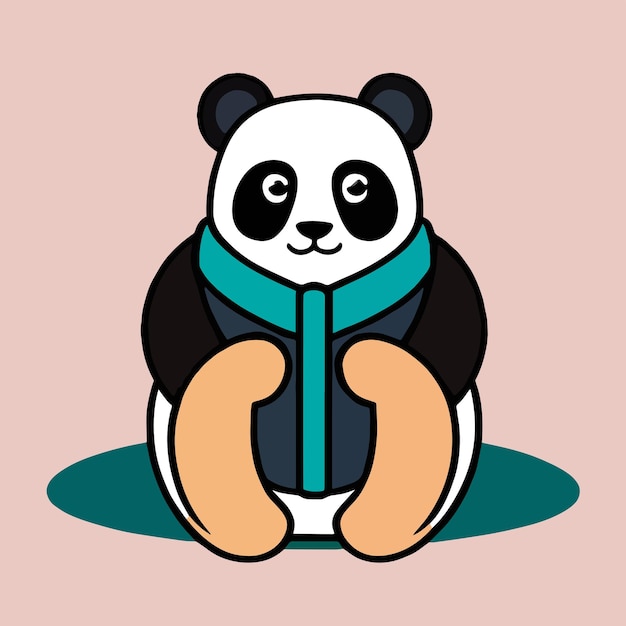 Kawaii, Cara Fofo Pequeno Panda Bebê. Desenho De Logotipo Plano