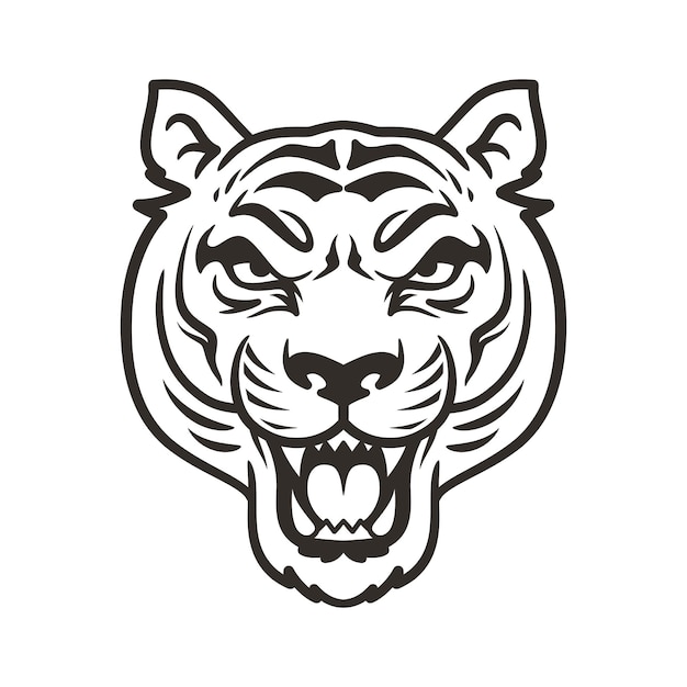 Vetor mascote gráfico de ilustração vetorial de cabeça de tigre