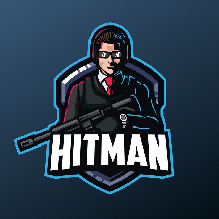 Vetor mascote hitman para esportes e esports logotipo isolado em fundo escuro