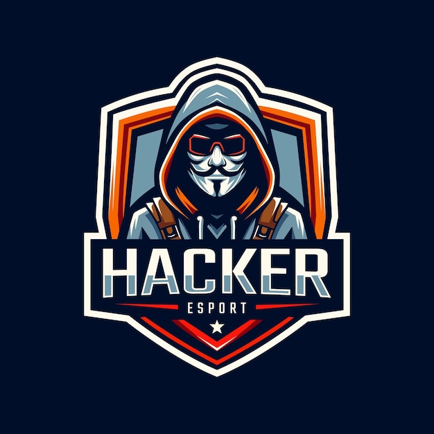 mascote para esportes e esportes logotipo hacker equipe hacker com máscara anônima ilustração mascote