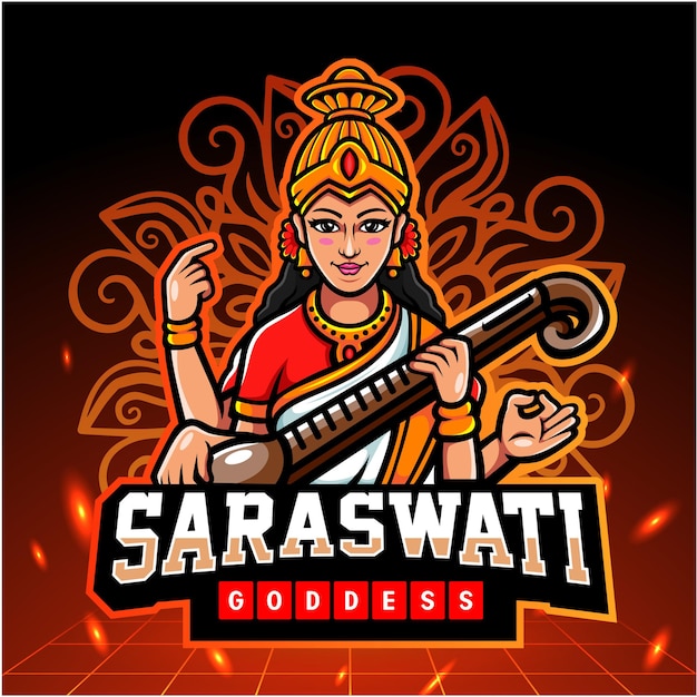 Mascote saraswati. design do logotipo esport