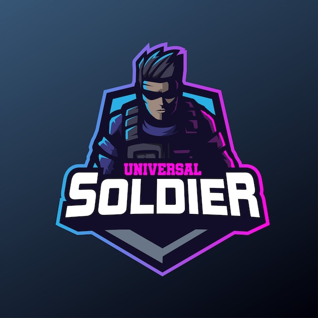 Mascote soldado universal para esportes e esports logo