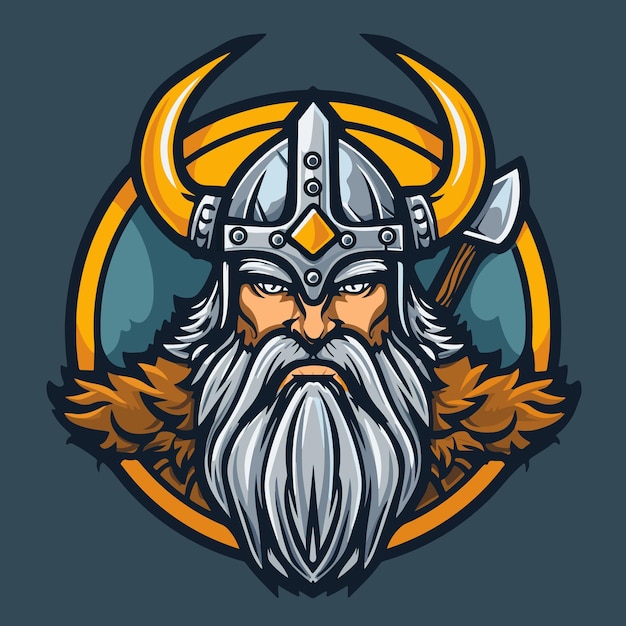 Vetor mascote viking para a equipe de esportes logotipo ilustração vetorial de cor plana